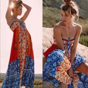 Free People Strapless Patchwork Golden
Dreams Maxi Dress